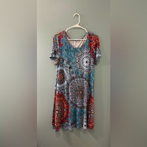 NWOT … POPYOUNG “Size: XL” Vibrant Mandala Print Dress